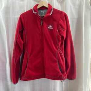 ANTIGUA Womens Fleece Jacket Red Coors Light Embroidered Zip Small Sporty Casual